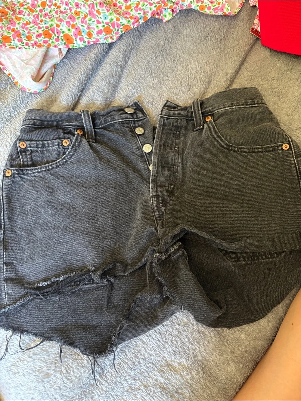 Levi's Black Cutoff Denim Shorts with Patch